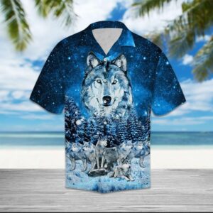 Wolf Family Mountain Blue Amazing Design Hawaiian Shirt  - Thelegend59