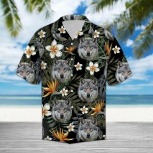 Wolf Tropical Black Awesome Design Hawaiian Shirt  - Thelegend59