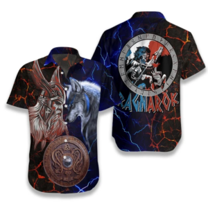 Wolf Viking Odin Fenrir Battle Hawaiian Shirt  - Thelegend59