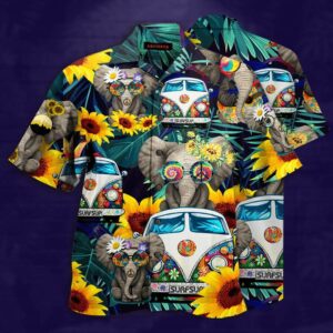 Wonderful Camping Elephant Hawaiian Aloha Hawaiian Shirts  - Thelegend59