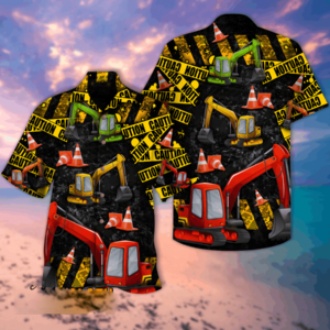 Work Hard With Excavator Aloha Hawaiian Shirts  - Thelegend59