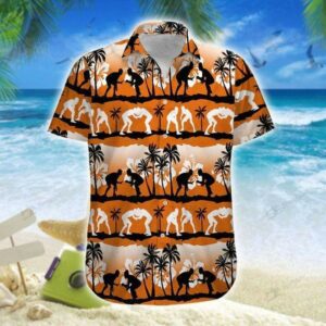 Wrestling Orange Black Unisex Hawaiian Shirts Beach Shorts  - Thelegend59