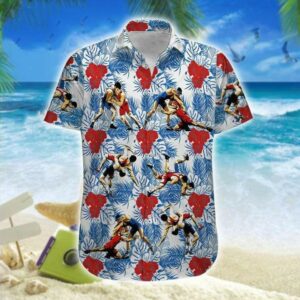 Wrestling Red Hibiscus Hawaiian Shirt  - Thelegend59