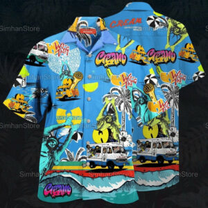 Wu Tang Clam Hip Hop Summer Gift For Fan Hawaiian Graphic Print Short Sleeve  - Thelegend59