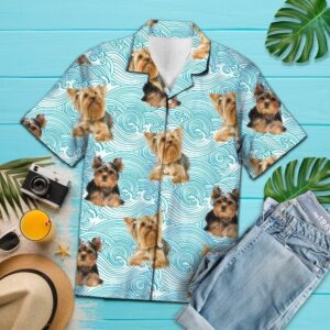 Yorkshire Terrier Waves Blue Best Design Hawaiian Shirt  - Thelegend59