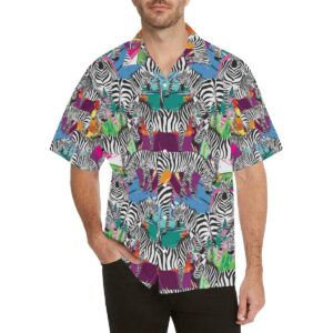 Zebra Colorful Pattern Men'S All Over Print Hawaiian Shirt  - Thelegend59