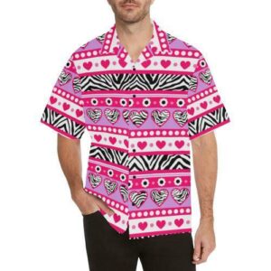 Zebra Heart Pink Pattern Hawaiian Shirt  - Thelegend59