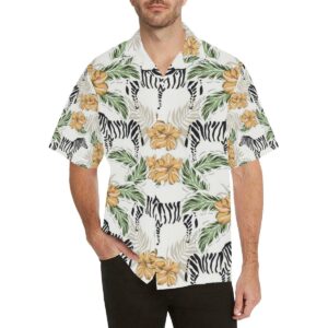 Zebra Hibiscus Pattern Men'S All Over Print Hawaiian Shirt  - Thelegend59