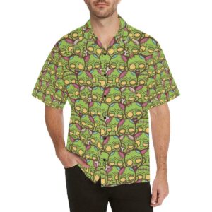 Zombie Head Design Pattern Print Hawaiian Shirt  - Thelegend59