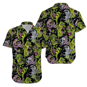 Zombies Green Hawaiian Aloha Hawaiian Shirts  - Thelegend59